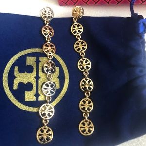 Closing my closet tomorrow SALE- Tory Burch Gold Post Dangle Logo Earrings